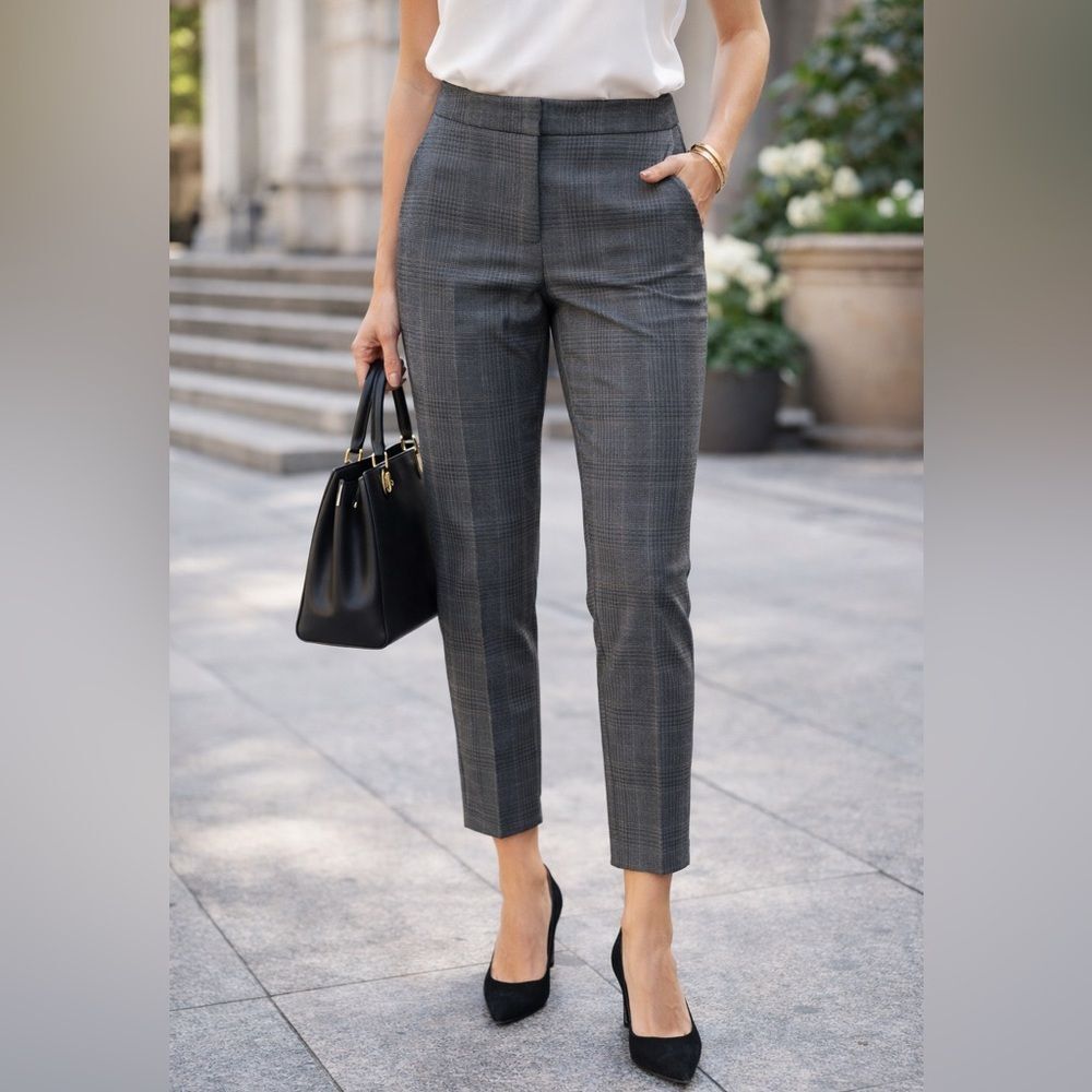 Kobi Halperin Tailored Plaid Ankle Cigarette Trousers | Size 2